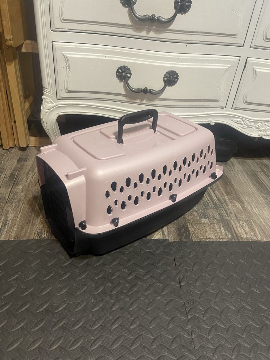 Pink and Black Hard Plastic Pet Carrier Kennel