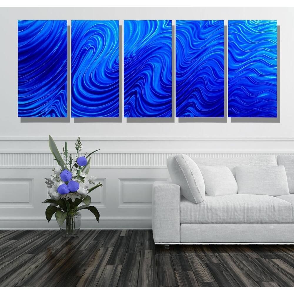 3D Blue Hypnotic Sands Metal Wall Art by Jon Allen