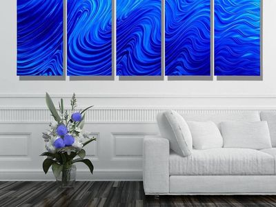 3D Blue Hypnotic Sands Metal Wall Art by Jon Allen