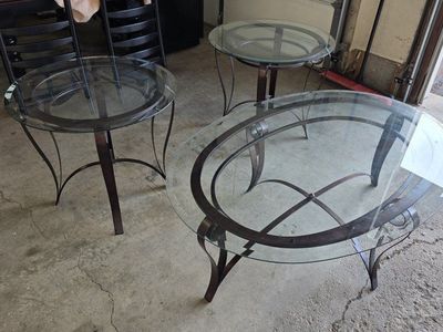 3 piece Glass top table set