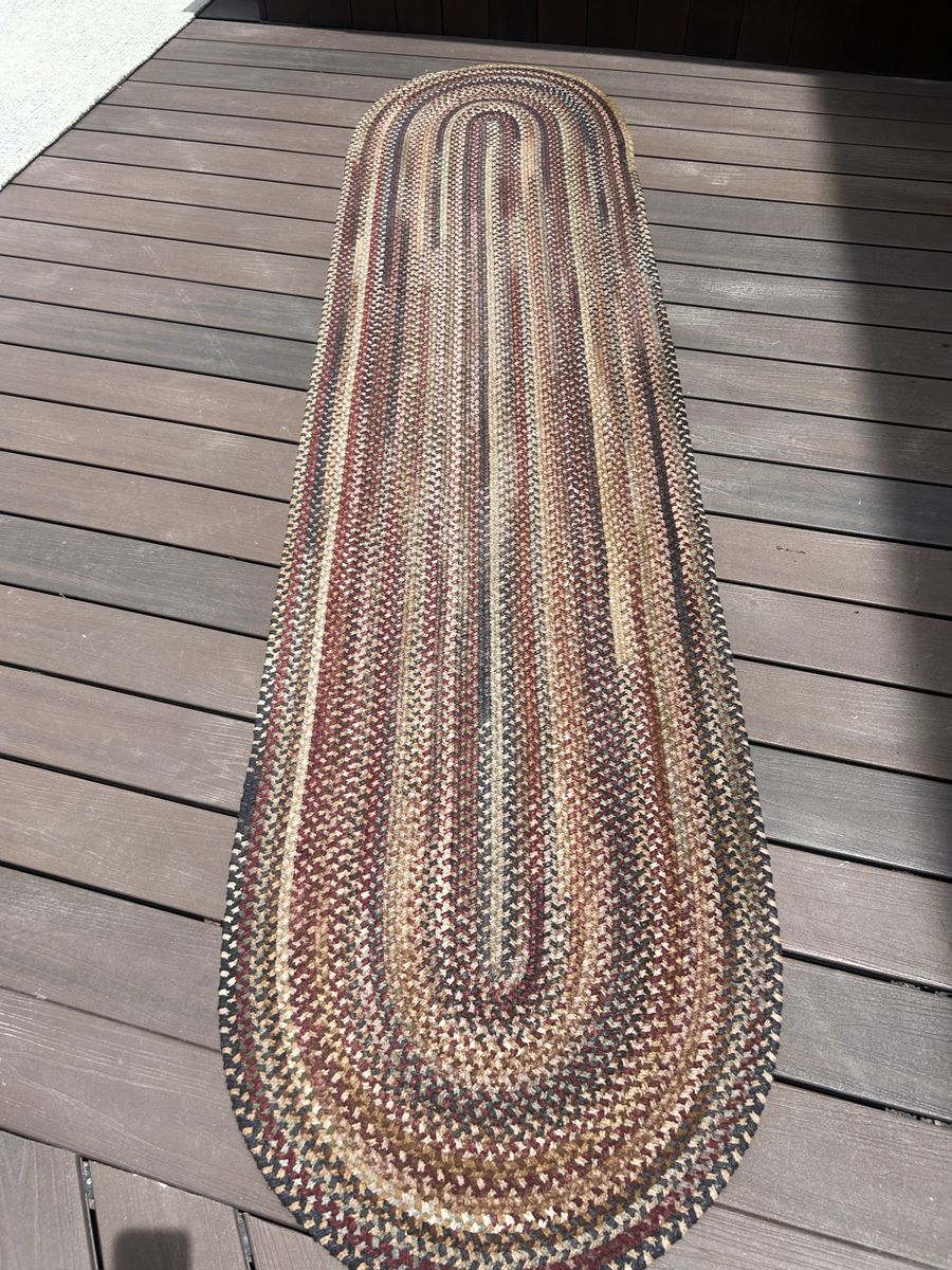 Braided Jute Runner Rug - Multi-Color Oval Floor Mat, Durable and Reversible