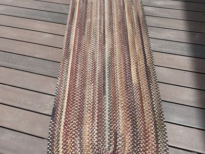 Braided Jute Runner Rug - Multi-Color Oval Floor Mat, Durable and Reversible