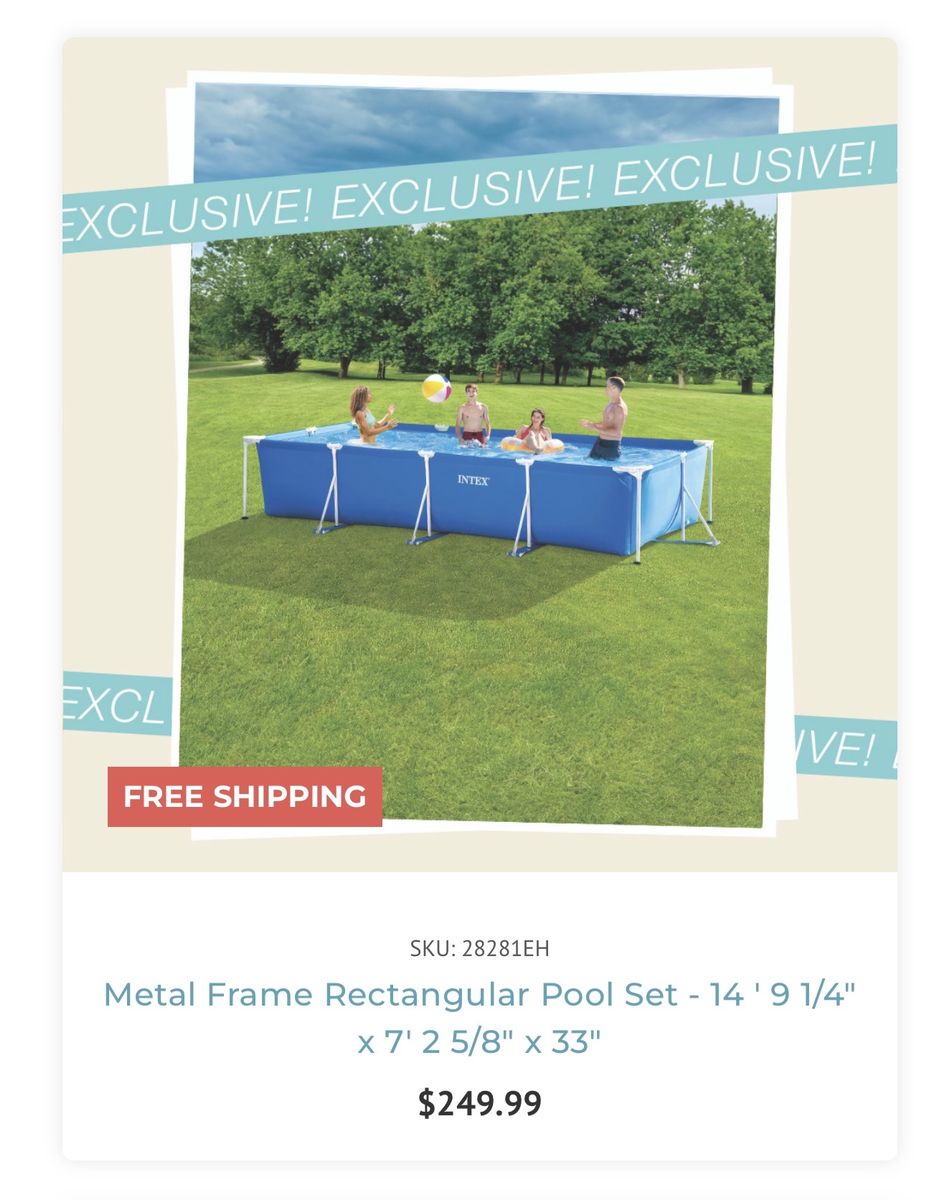 Intex Metal Frame Rectangular Pool Set - 14' 9 1/4" x 7' 2 5/8" x 33" Above Ground Pool