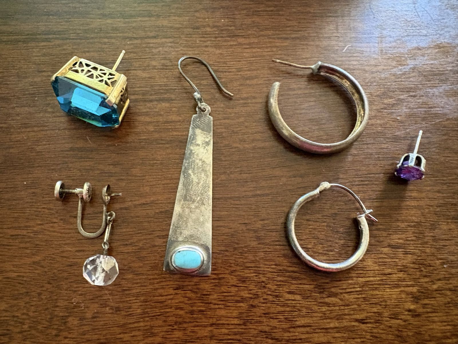 Lot of 6 Single Sterling Silver Earrings Without Matches