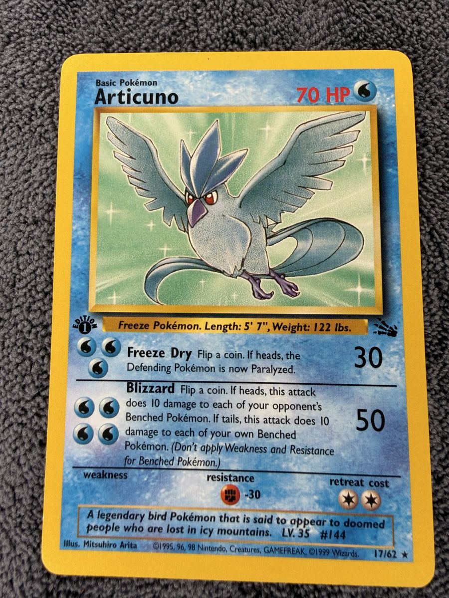 1st Edition Articuno 17/62 Fossil WOTC Pokemon Card Non Holo NM