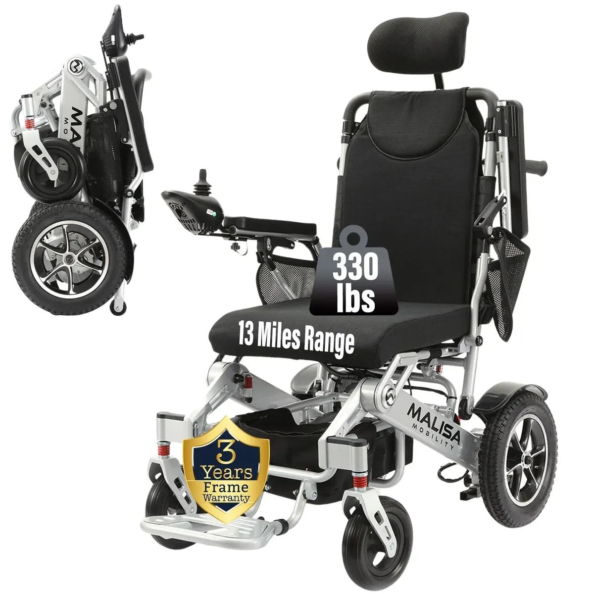 NEW Malisa MLS-10AR Foldable Electric Wheelchair (Auto-Reclining / All Terrain)