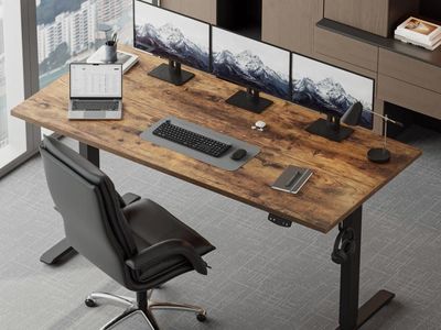63" Electric Standing Desk – Rustic Brown, Height Adjustable, NEW IN BOX #474