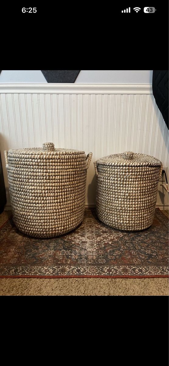 Rivergrass Hamper Baskets with Lids - Set of 2 $65 OBO