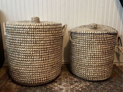 Rivergrass Hamper Baskets with Lids - Set of 2 $65 OBO