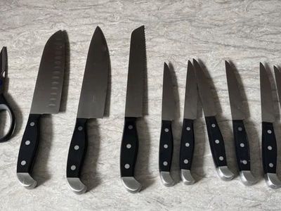 HENCKELS Premium Quality 14 Piece Knife Set KitchenIQ 50009 Edge Grip 2Stage Knife set no blo