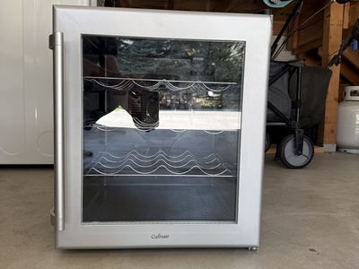Culinair Compact Wine Cooler Refrigerator Glass Door Silver/Black