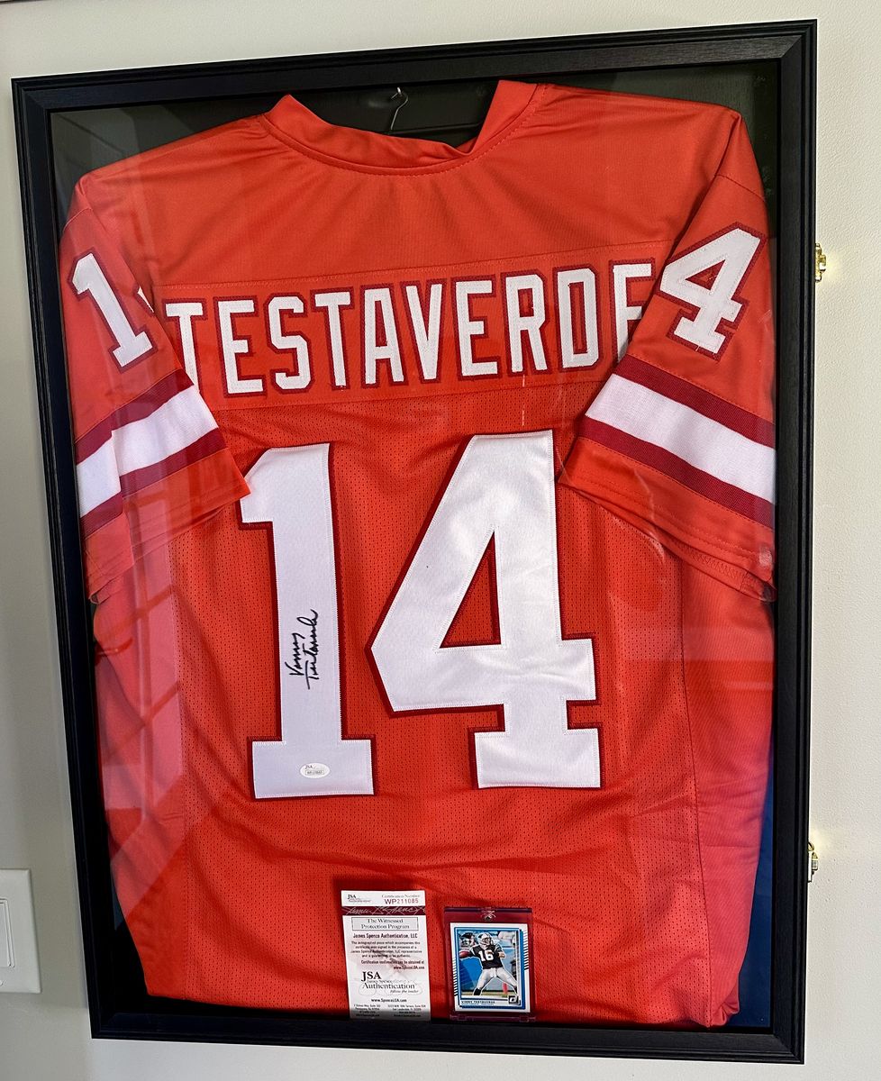 Vinny Testaverde Signed Buccaneers Jersey Framed JSA