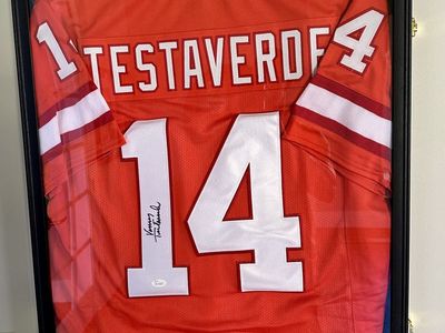 Vinny Testaverde Signed Buccaneers Jersey Framed JSA