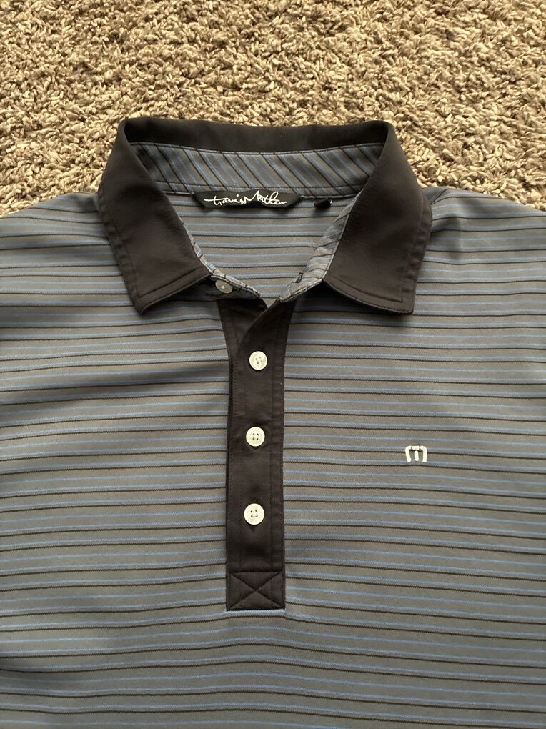 Travis Mathew Mens Large Golf Shirt Black Blue