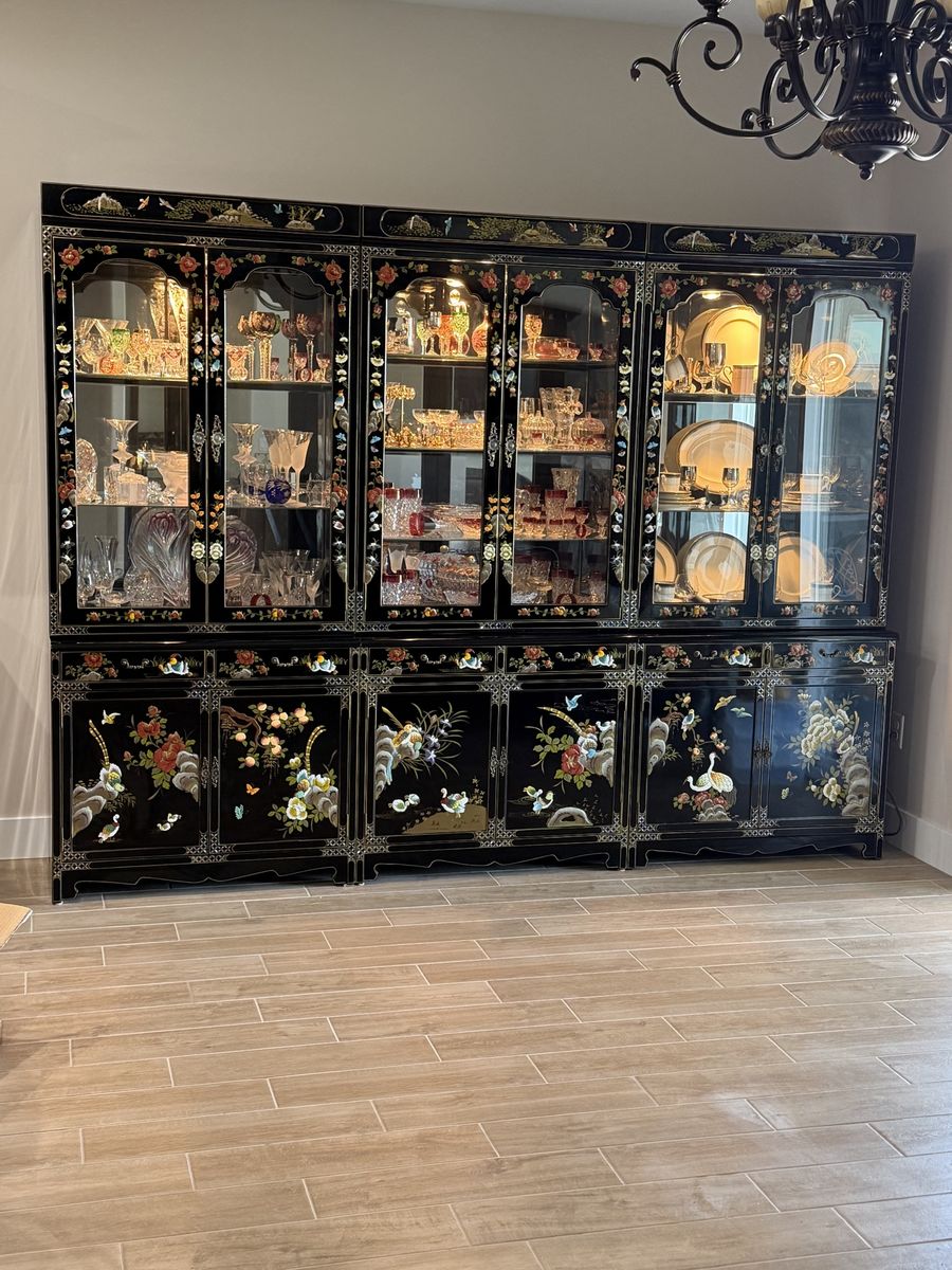 Imported Black Lacquer Mother of Pearl cabinets