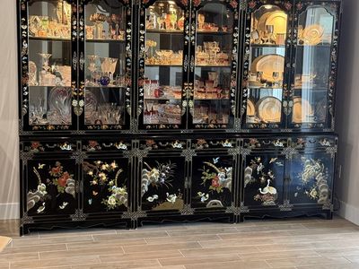 Imported Black Lacquer Mother of Pearl cabinets