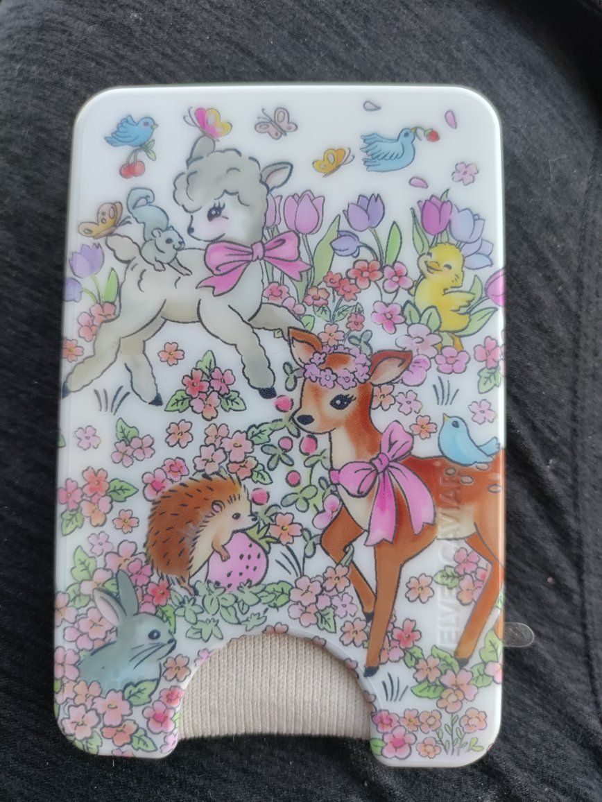 Elvias Wonderland Kawaii Deer Lamb Hedgehog Bunny Spring Floral   magnetic wallet.