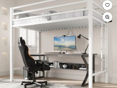 White Metal Twin Loft Bed