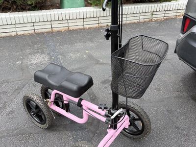 Pink Knee Scooter Walker with Basket - Mobility Aid for Foot/Ankle Injuries. Like new!