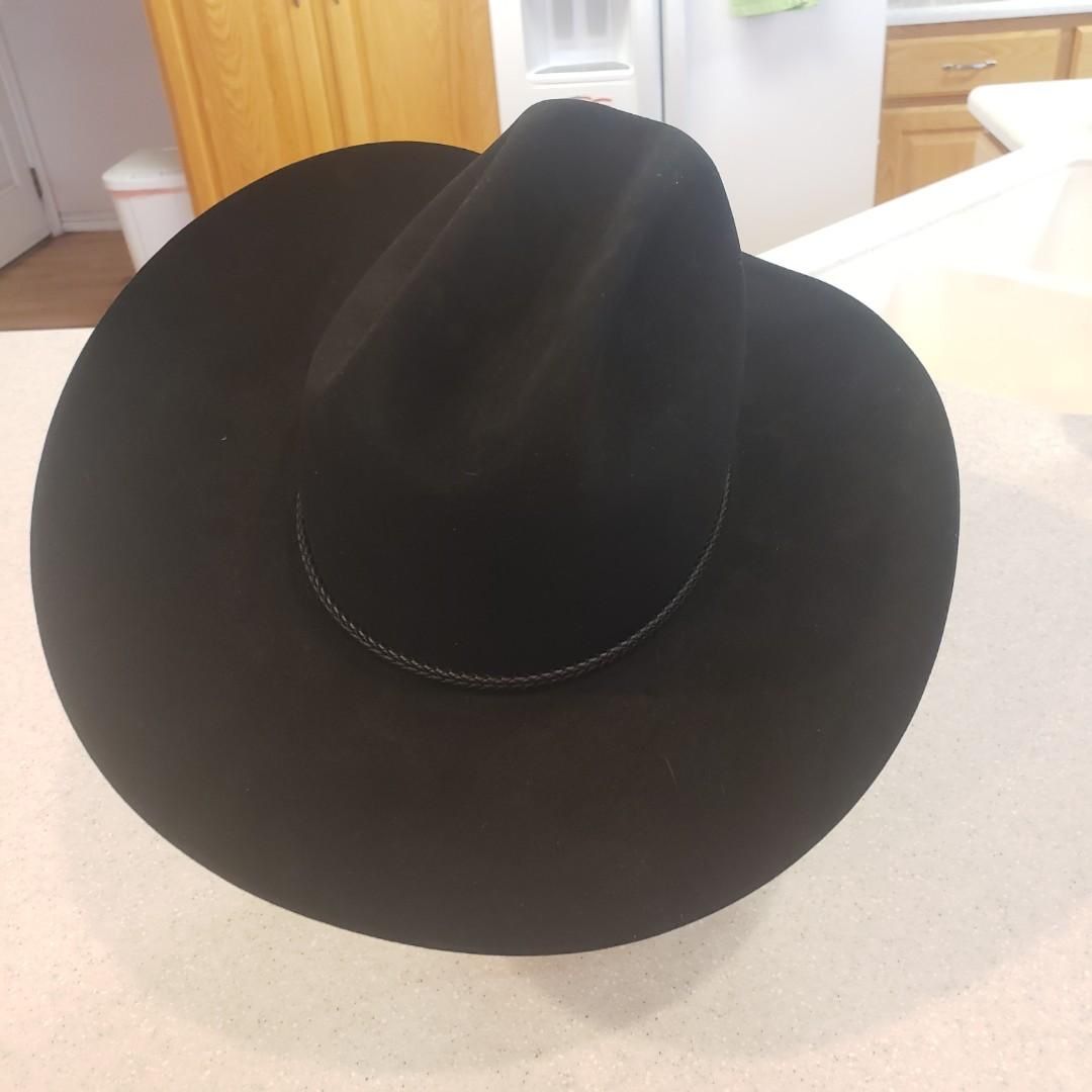 Resistol Hill Country Black Felt Cowboy Hat - Size 7 3/8 with 4-inch Brim (Original Box)