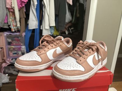 Nike Dunk Low 'Harvest Moon' GS Sneakers - White/Light Brown, Size 8.5