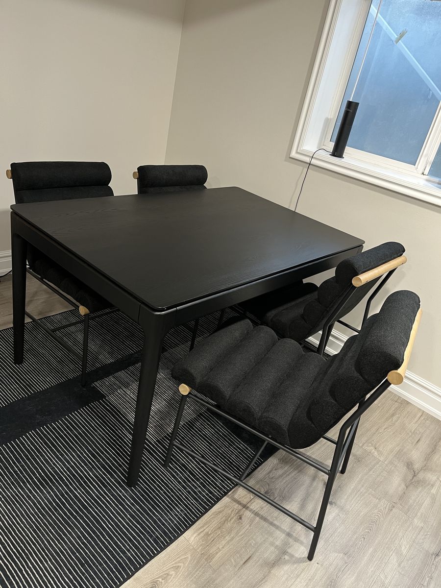 Modern black dining chairs ($80 each)