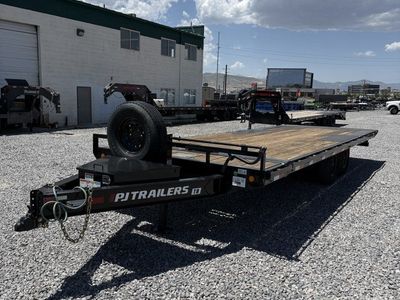 8.5x24 PJ Trailers Deckover Tilt Trailer - 14K GVWR - Winch Plate w/ Bed Roller