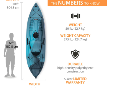 New Lifetime Tahoma 10 ft Sit-On-Top Kayak with Paddle, Arctic Fusion.
