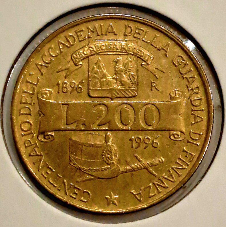 Republic Of Italy 200 Lire Coin AU 1896-1996