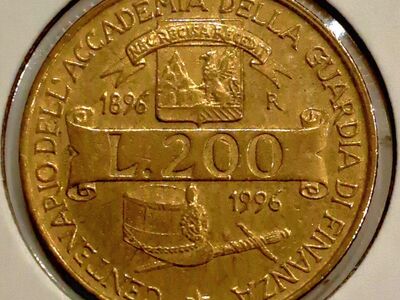 Republic Of Italy 200 Lire Coin AU 1896-1996
