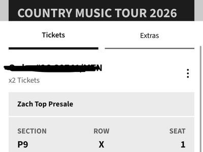 2 Zach Top Tickets - Aisle Seats - July 10