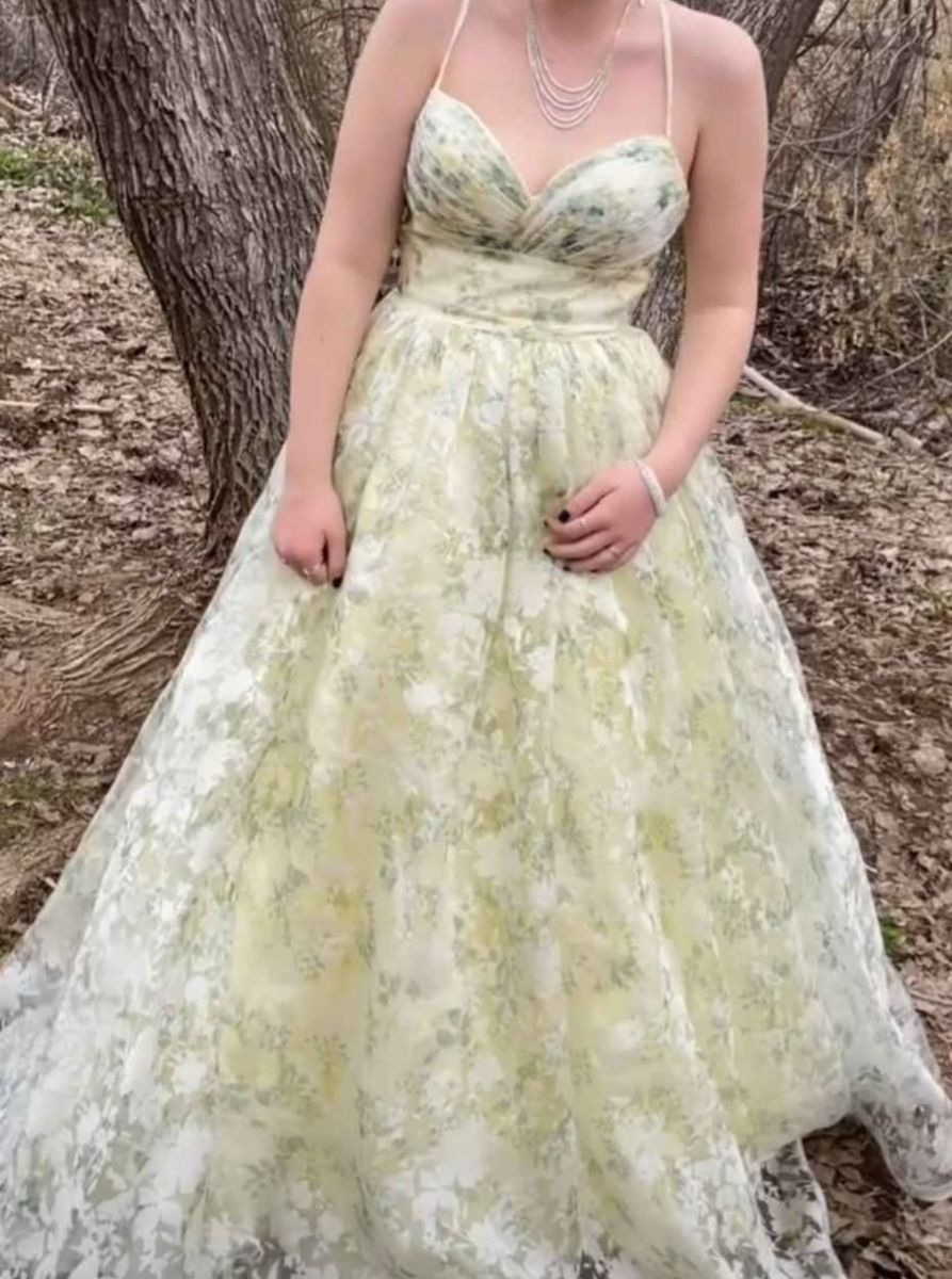 Andrea & Leo Couture Sage Floral Prom Dress – Size 4 – Worn Once