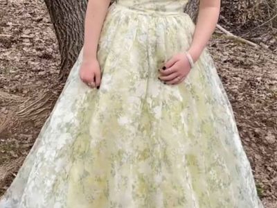 Andrea & Leo Couture Sage Floral Prom Dress – Size 4 – Worn Once