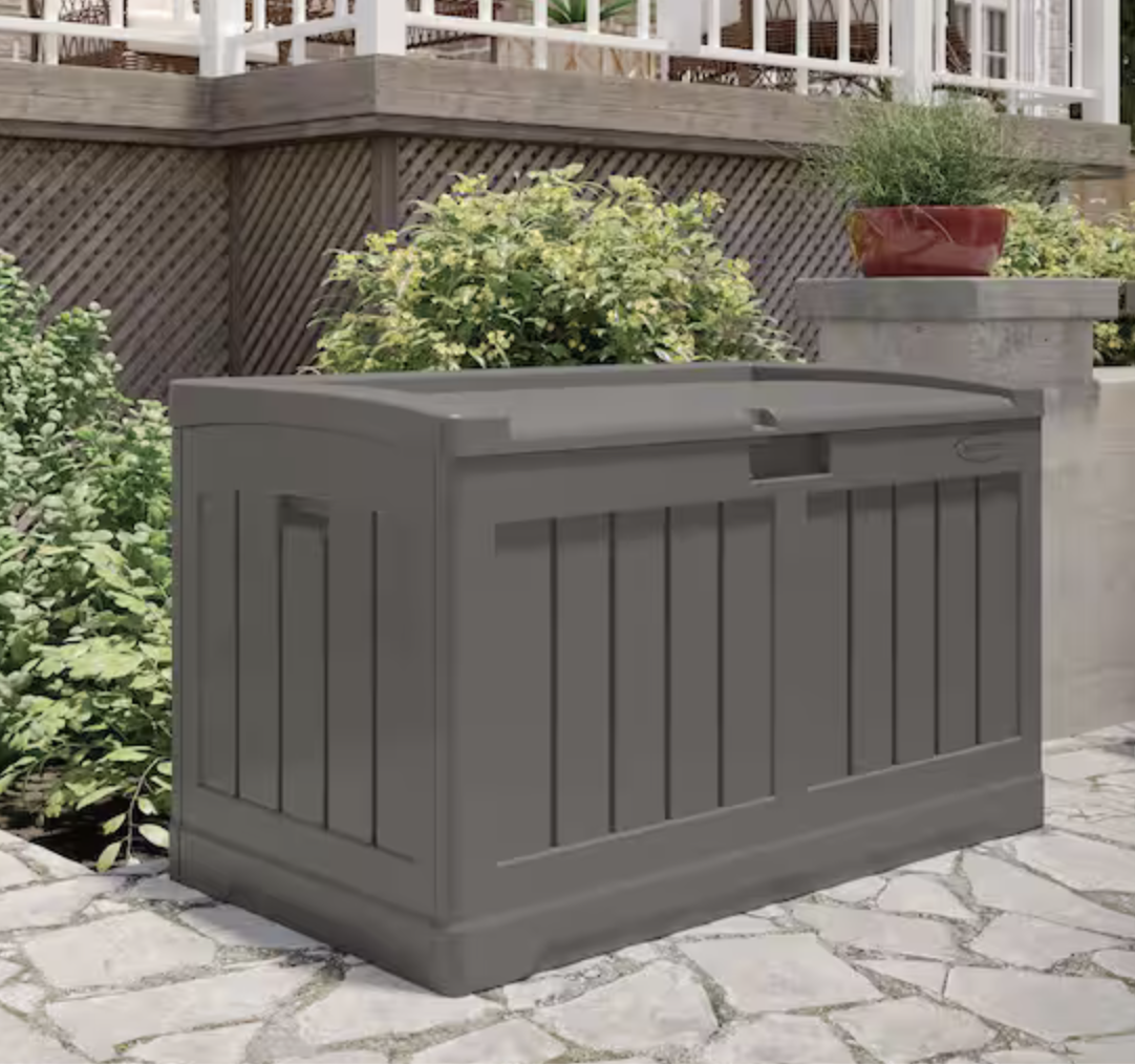 NEW Suncast 50 Gal. Stoney Weather Resistant Plastic Resin Deck Box with Seat
