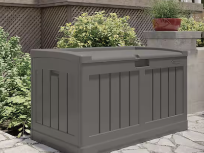 NEW Suncast 50 Gal. Stoney Weather Resistant Plastic Resin Deck Box with Seat