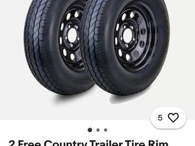 2 Brand New Free Country Trailer Tire and Rim st175/80-13 8ply D load 5 lug x4.5