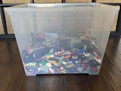 Bulk Loose LEGO Bricks and Building Pieces Lot in Plastic Storage Bin