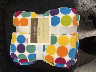 Microplush Print Throw Blanket Multicolored Polka Dot 60x70