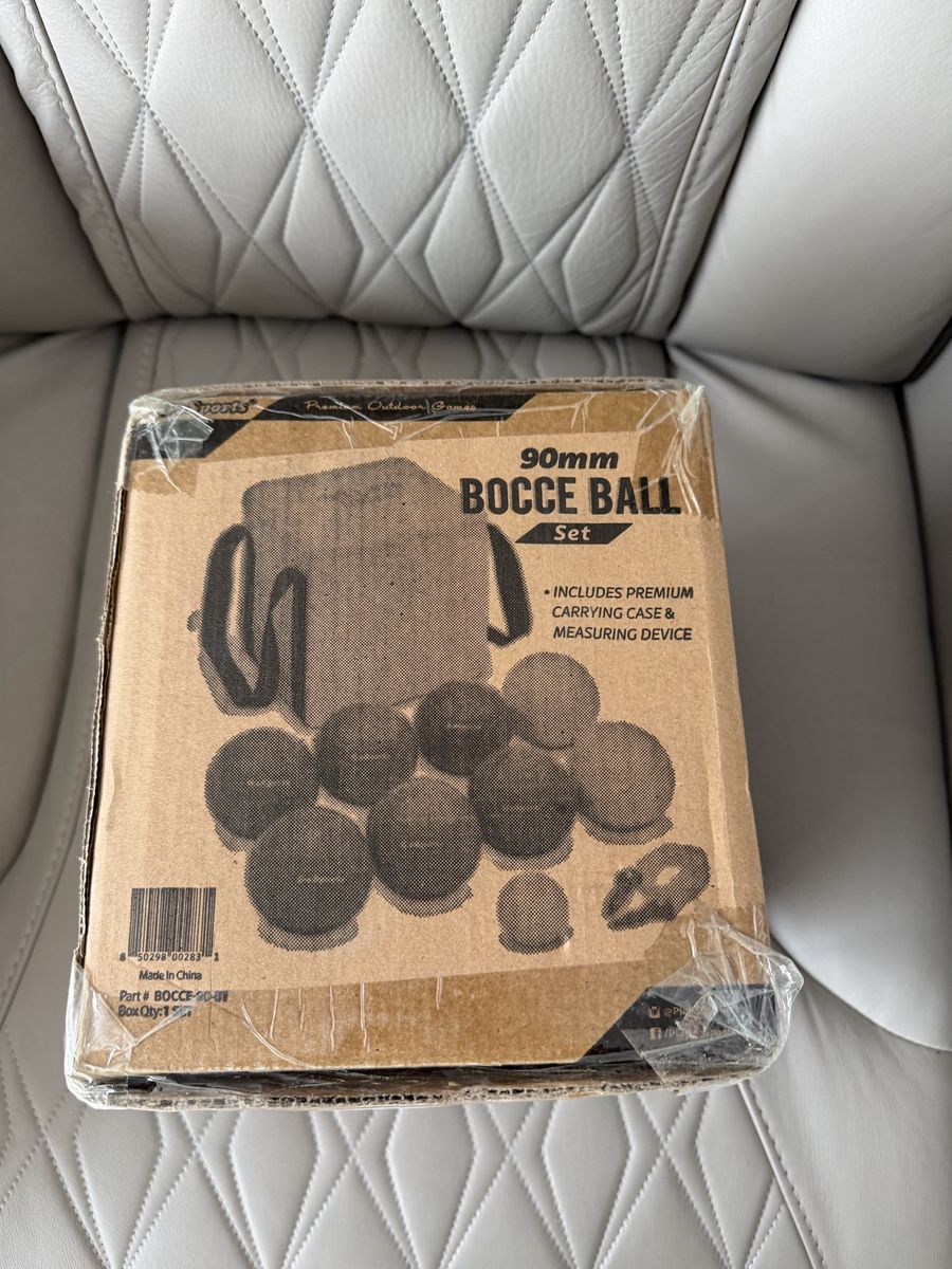 Premium Outdoor 90mm Bocce Ball Set with Carrying Case & Measuring Device, New