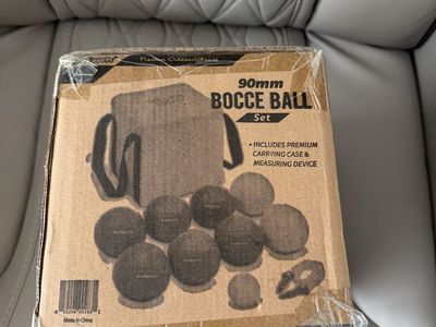 Premium Outdoor 90mm Bocce Ball Set with Carrying Case & Measuring Device, New