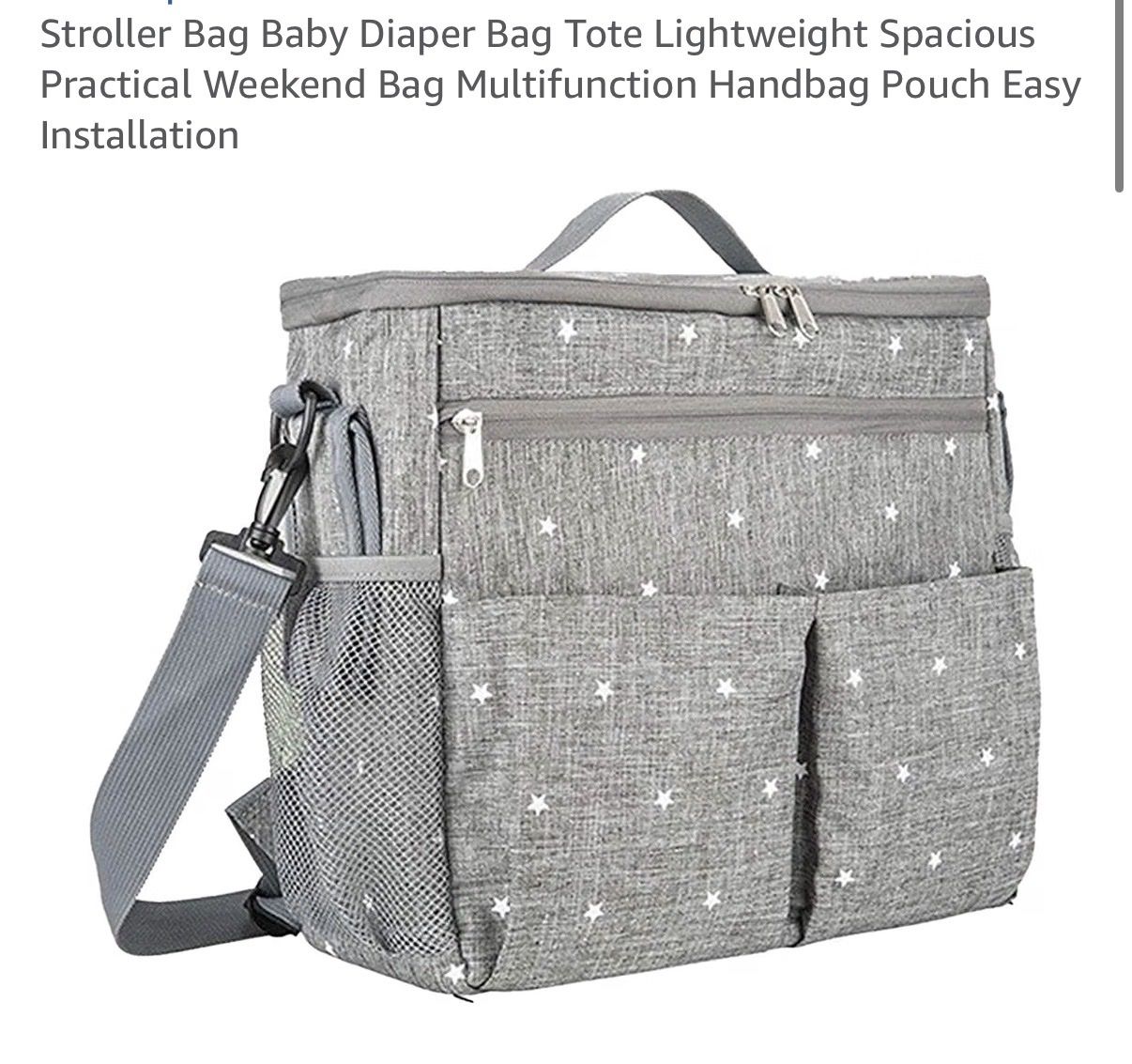 Stroller Organizer Baby Diaper Bag Tote - Lightweight & Spacious Multipurpose Weekend Bag with Easy Installation