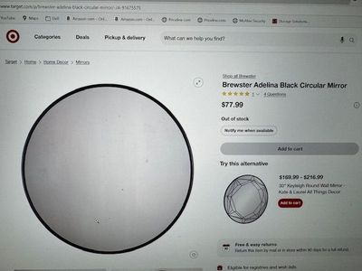 Brewster Adelina Black Circular Mirror New