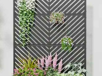 New Outdoor Metal Raised Garden Bed with Privacy Trellis – 73" x 35" Black #373
