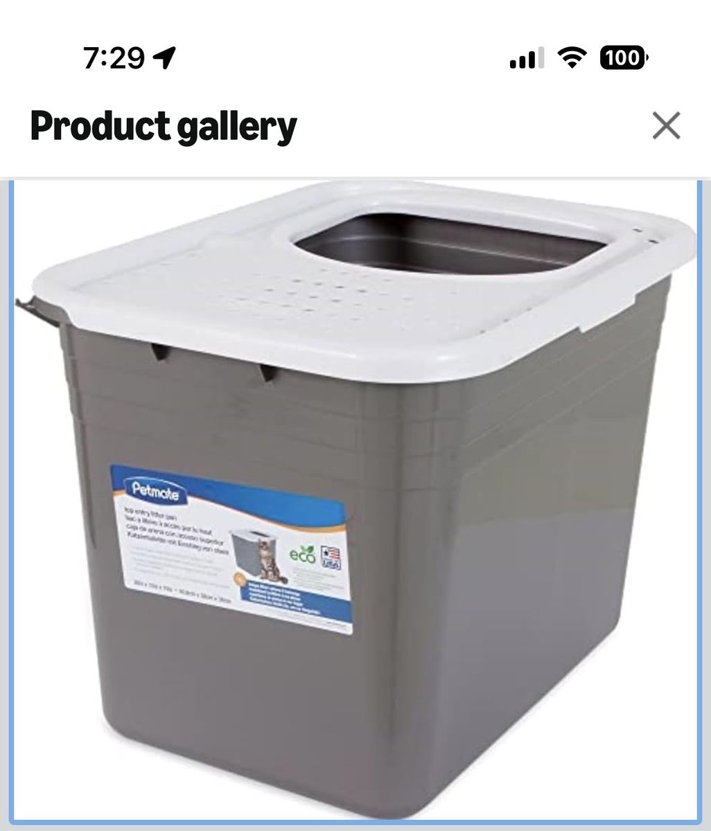 Top Entry Cat Litter Box, Grey with Grated Lid, New in Original Packaging