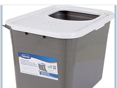 Top Entry Cat Litter Box, Grey with Grated Lid, New in Original Packaging