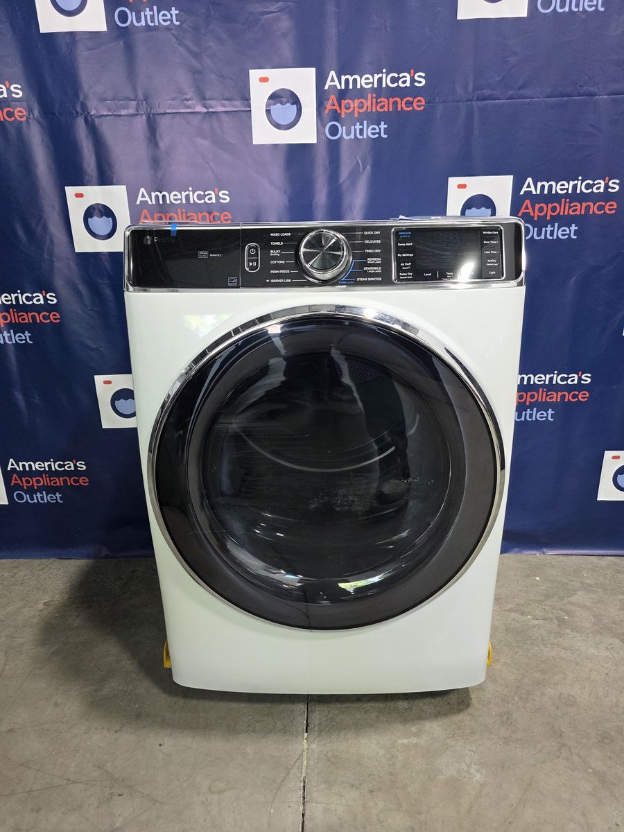 GE Profile Smart Front-Load Gas Dryer with Steam and Sanitize Cycle (White), 28-Inch Wide, 7.8 Cu. Ft.