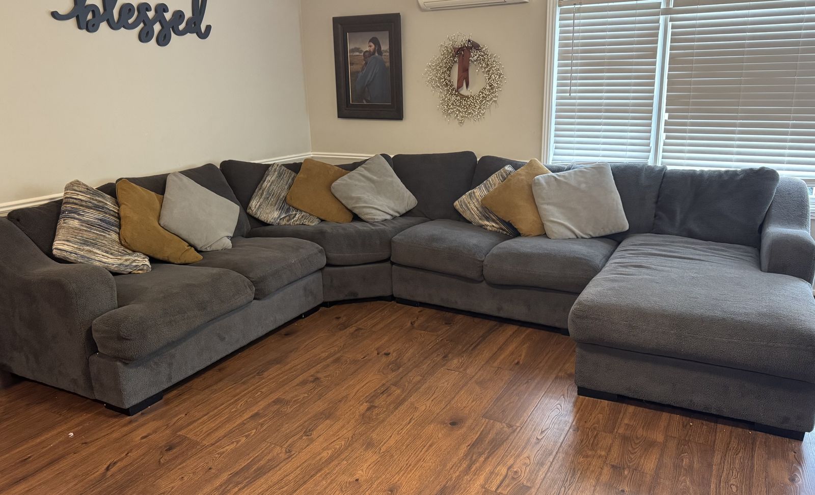 Plush fabric sectional