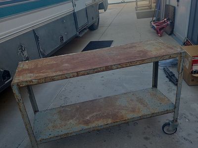 Heavy Duty Rolling Steel Utility Cart Workbench with Bottom Shelf