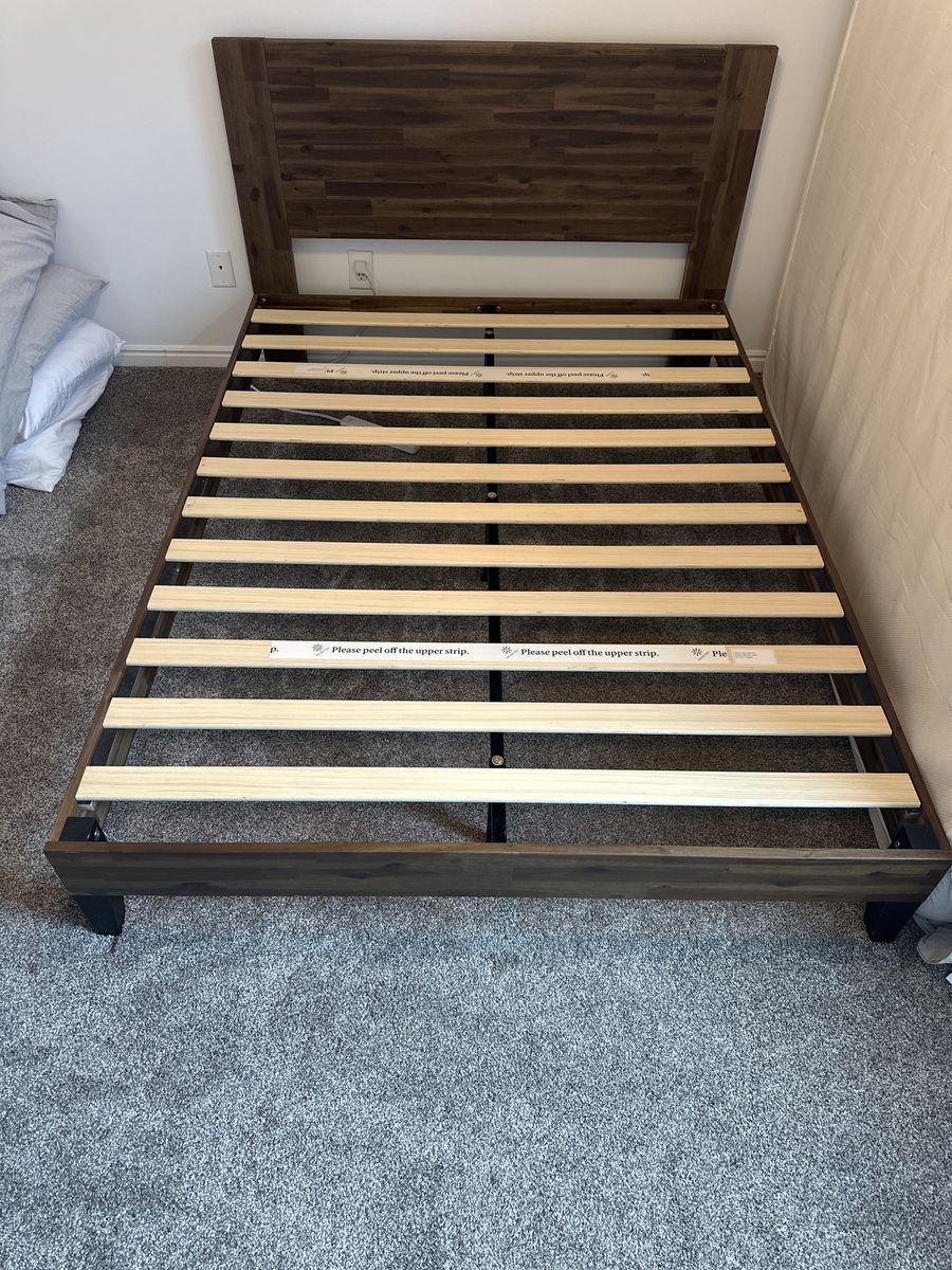 Queen bed frame with headboard