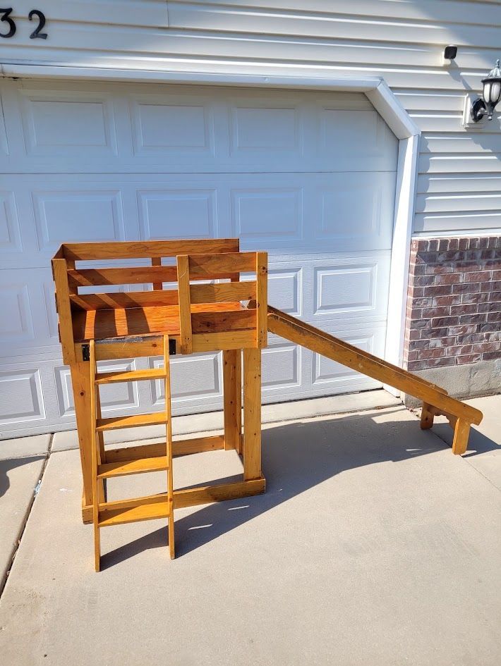 Wooden Kids Playhouse with Slide and Ladder